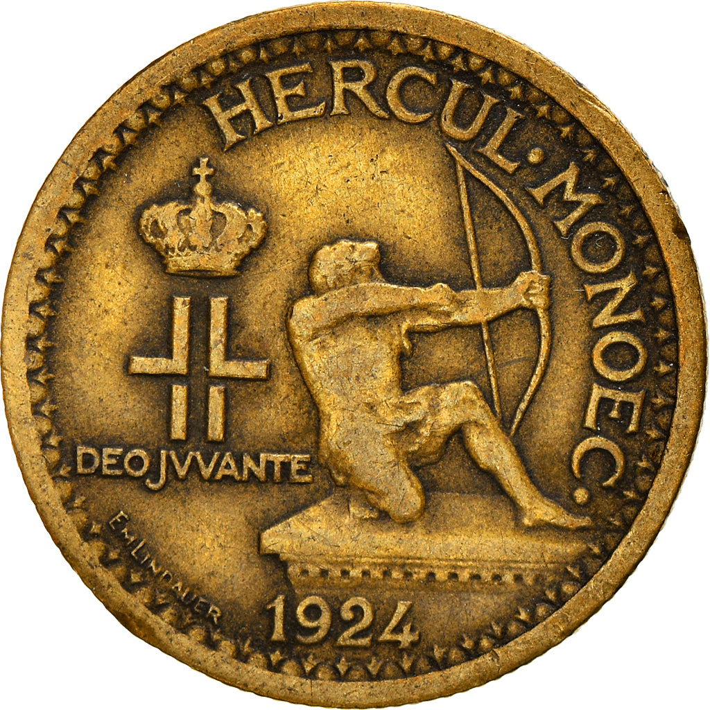 Monnaie, Monaco, Louis II, 50 Centimes, 1924, Poissy, TB+, Aluminum-Bronze