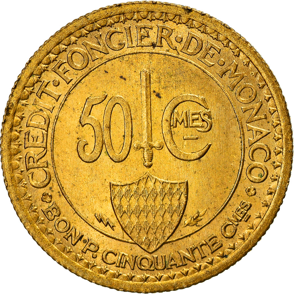 Monnaie, Monaco, Louis II, 50 Centimes, 1926, Poissy, TTB, Aluminum-Bronze