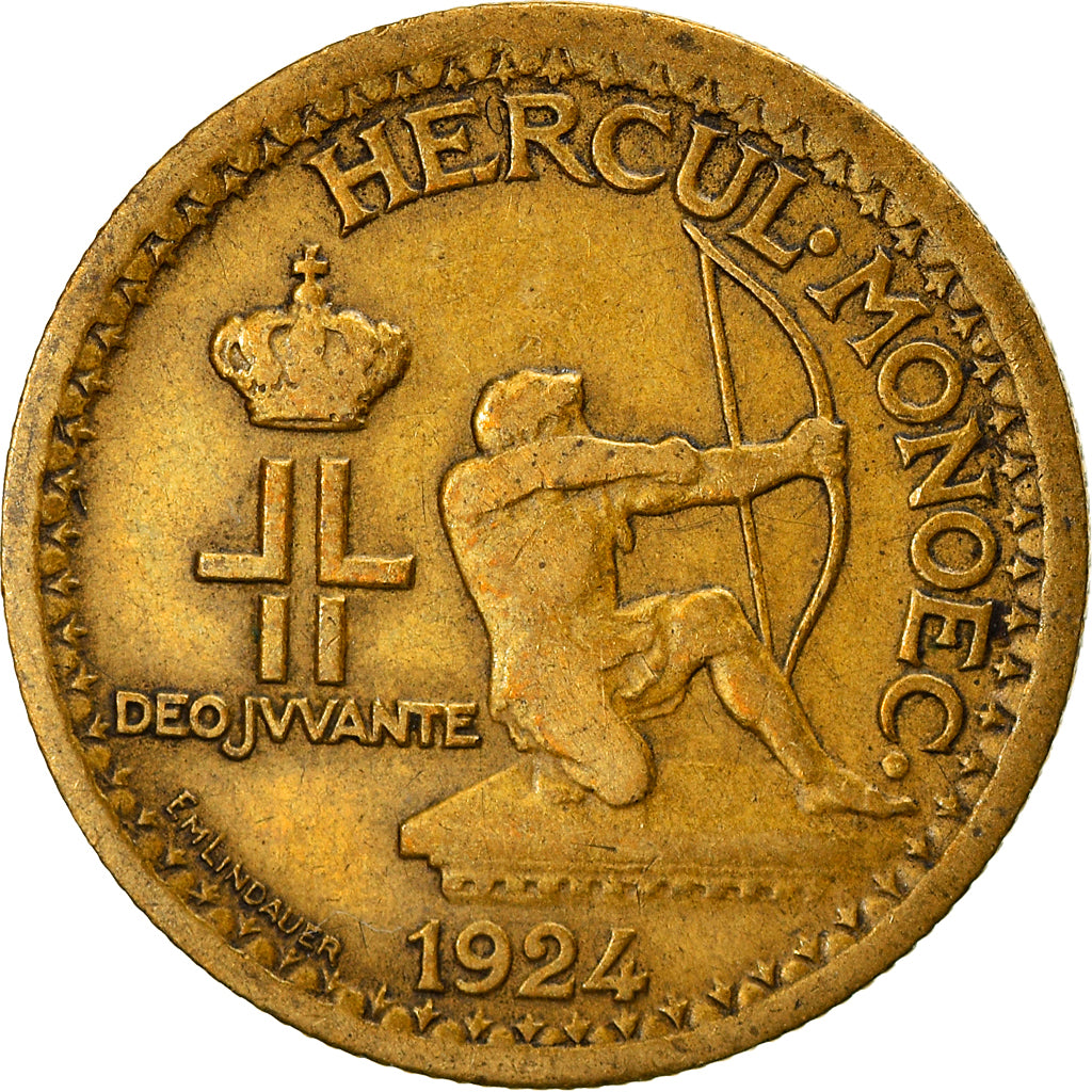 Coin, Monaco, Louis II, 50 Centimes, 1924, Poissy, VF(20-25), Aluminum-Bronze