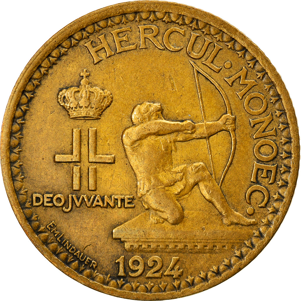 Coin, Monaco, Louis II, Franc, 1924, Poissy, EF(40-45), Aluminum-Bronze, KM:111