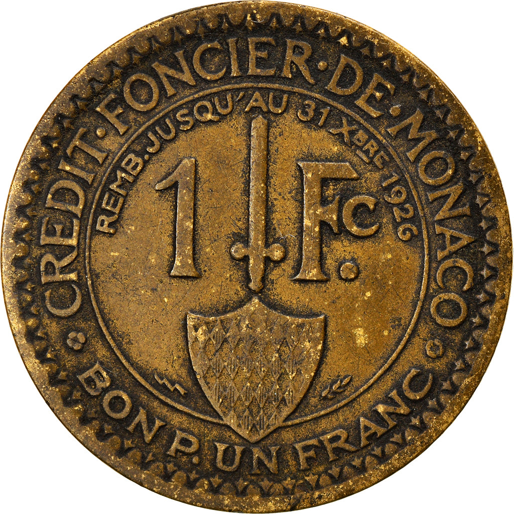 Moneta, Monaco, Louis II, Franc, 1924, Poissy, MB+, Alluminio-bronzo, KM:111