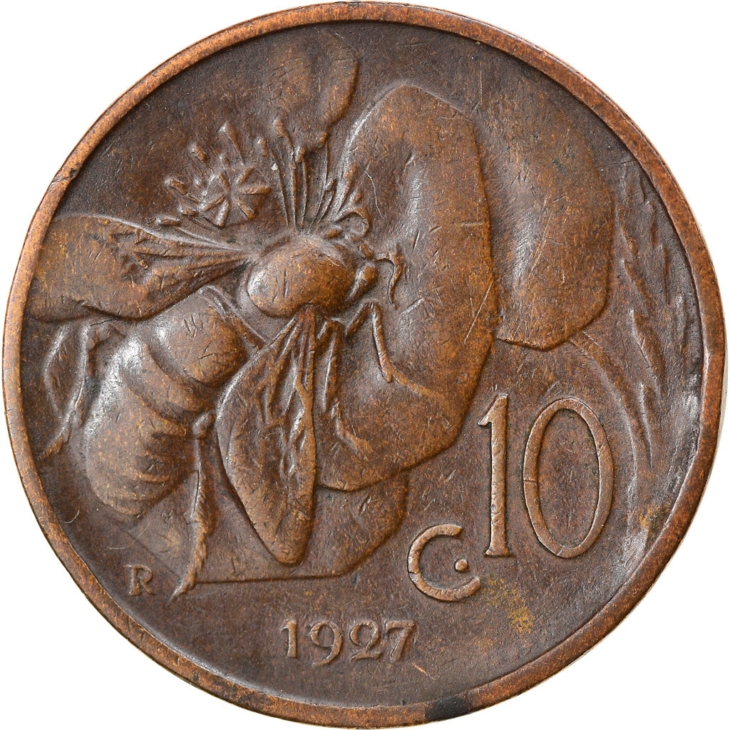 Coin, Italy, Vittorio Emanuele III, 10 Centesimi, 1927, Rome, EF(40-45), Bronze