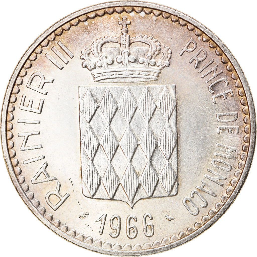 Coin, Monaco, Rainier III, 10 Francs, 1966, EF(40-45), Silver, KM:146