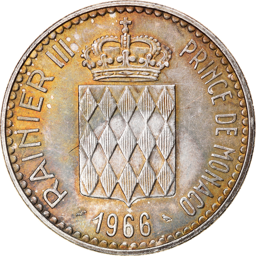 Coin, Monaco, Rainier III, 10 Francs, 1966, AU(50-53), Silver, KM:146