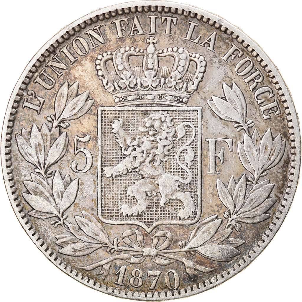 Coin, Belgium, Leopold II, 5 Francs, 5 Frank, 1870, VF(30-35), Silver, KM:24