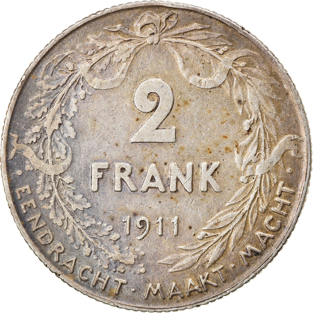 Coin, Belgium, 2 Francs, 2 Frank, 1911, EF(40-45), Silver, KM:75