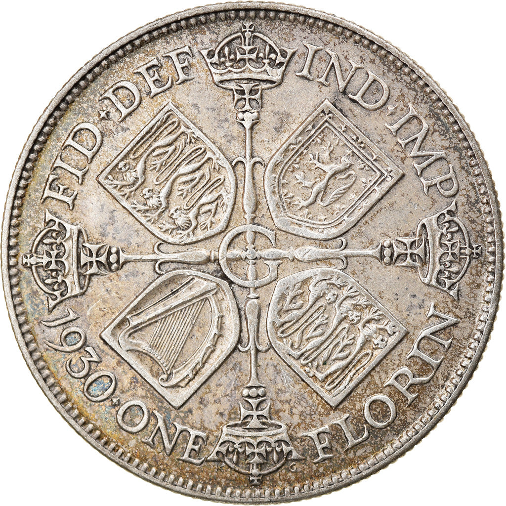 Coin, Great Britain, George V, Florin, Two Shillings, 1930, AU(50-53), Silver
