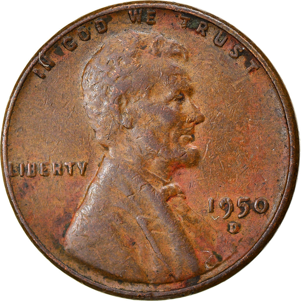 Moneta, Stati Uniti, Lincoln Cent, Cent, 1950, U.S. Mint, Denver, BB, Ottone