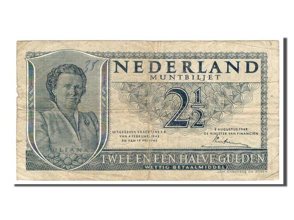 Netherlands, 2 1/2 Gulden, 1949, VF(20-25), AAG