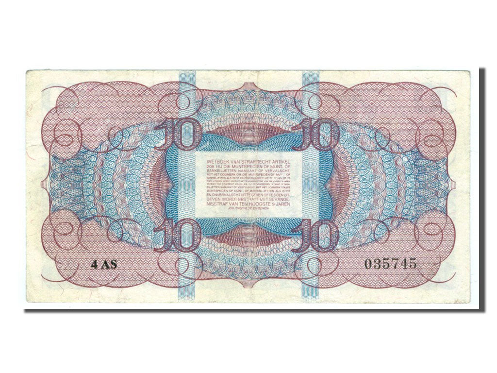 Netherlands, 10 Gulden, 1945, EF(40-45), 4AS