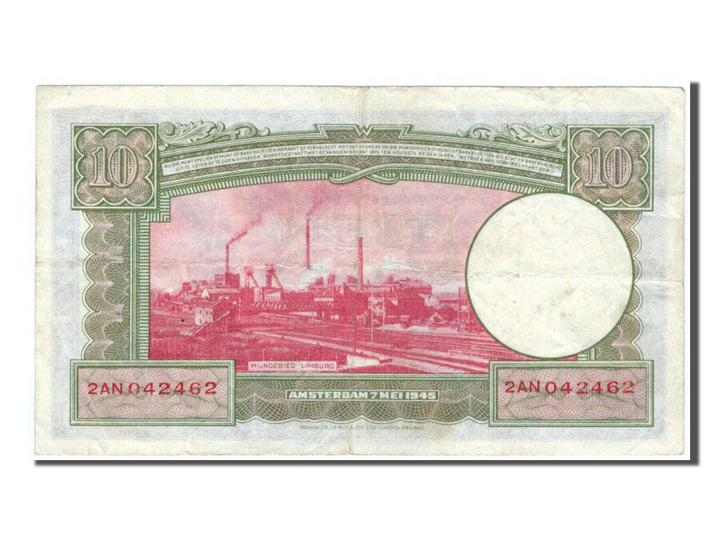 Netherlands, 10 Gulden, 1945, KM #75a, EF(40-45), 2AN