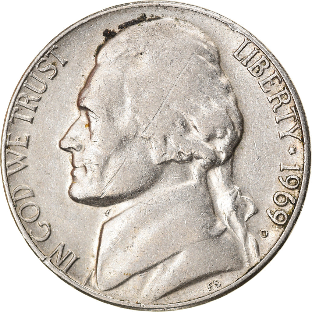 Münze, Vereinigte Staaten, Jefferson Nickel, 5 Cents, 1969, U.S. Mint, Denver