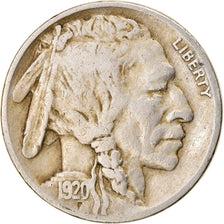 Moneta, USA, Buffalo Nickel, 5 Cents, 1920, U.S. Mint, Philadelphia, VF(30-35)