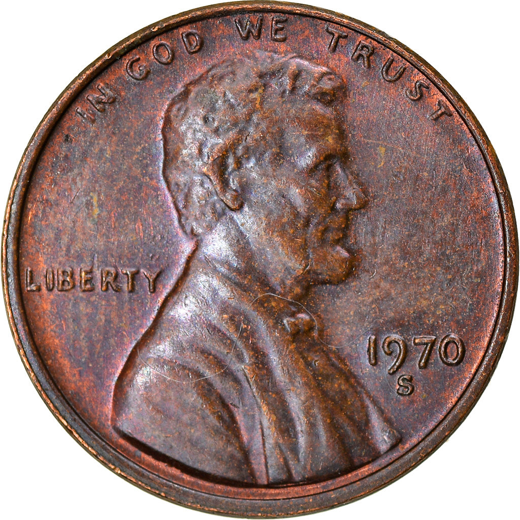 Coin, United States, Lincoln Cent, Cent, 1970, U.S. Mint, San Francisco