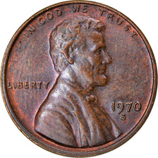 Coin, United States, Lincoln Cent, Cent, 1970, U.S. Mint, San Francisco