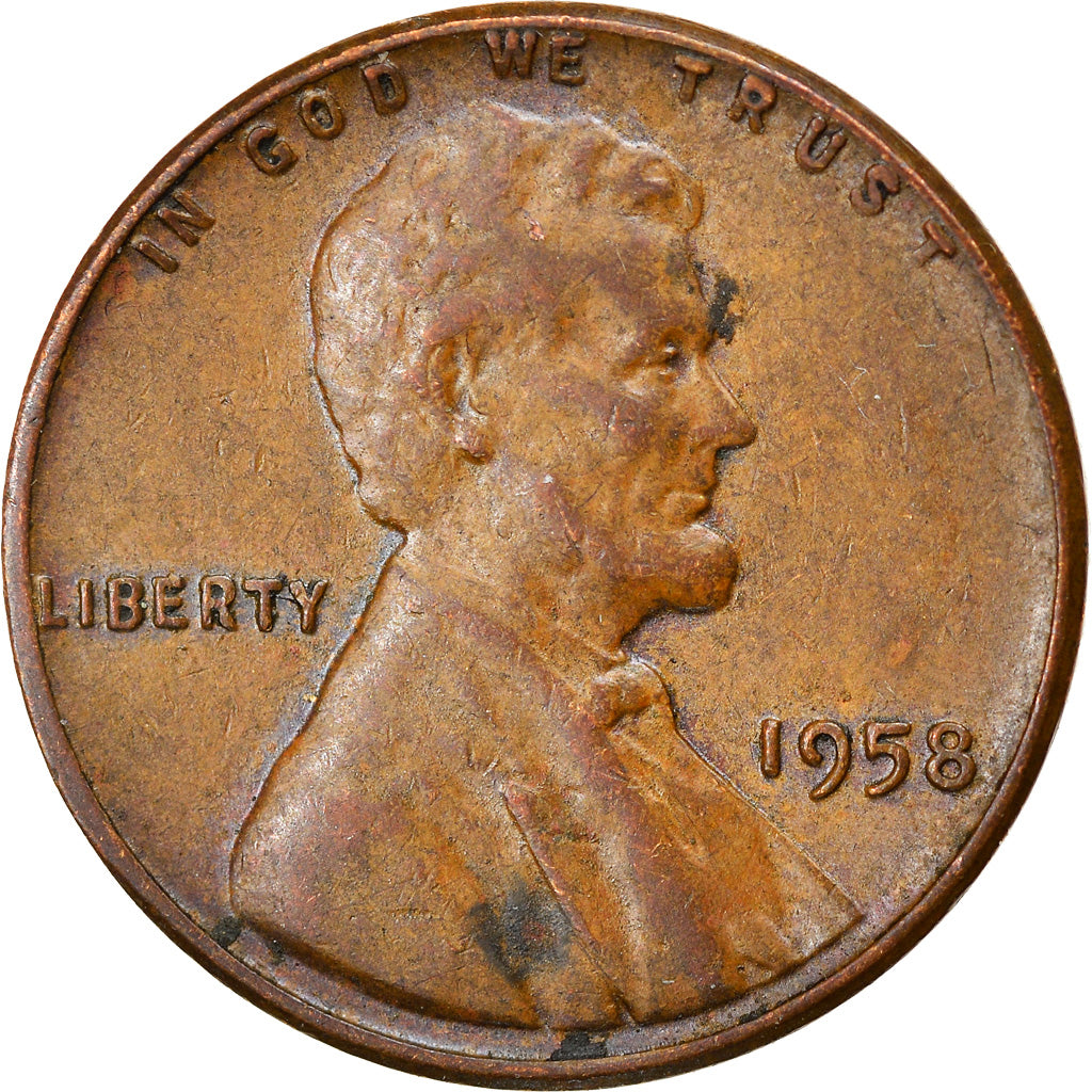 Coin, United States, Lincoln Cent, Cent, 1958, U.S. Mint, Philadelphia