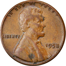 Coin, United States, Lincoln Cent, Cent, 1958, U.S. Mint, Philadelphia