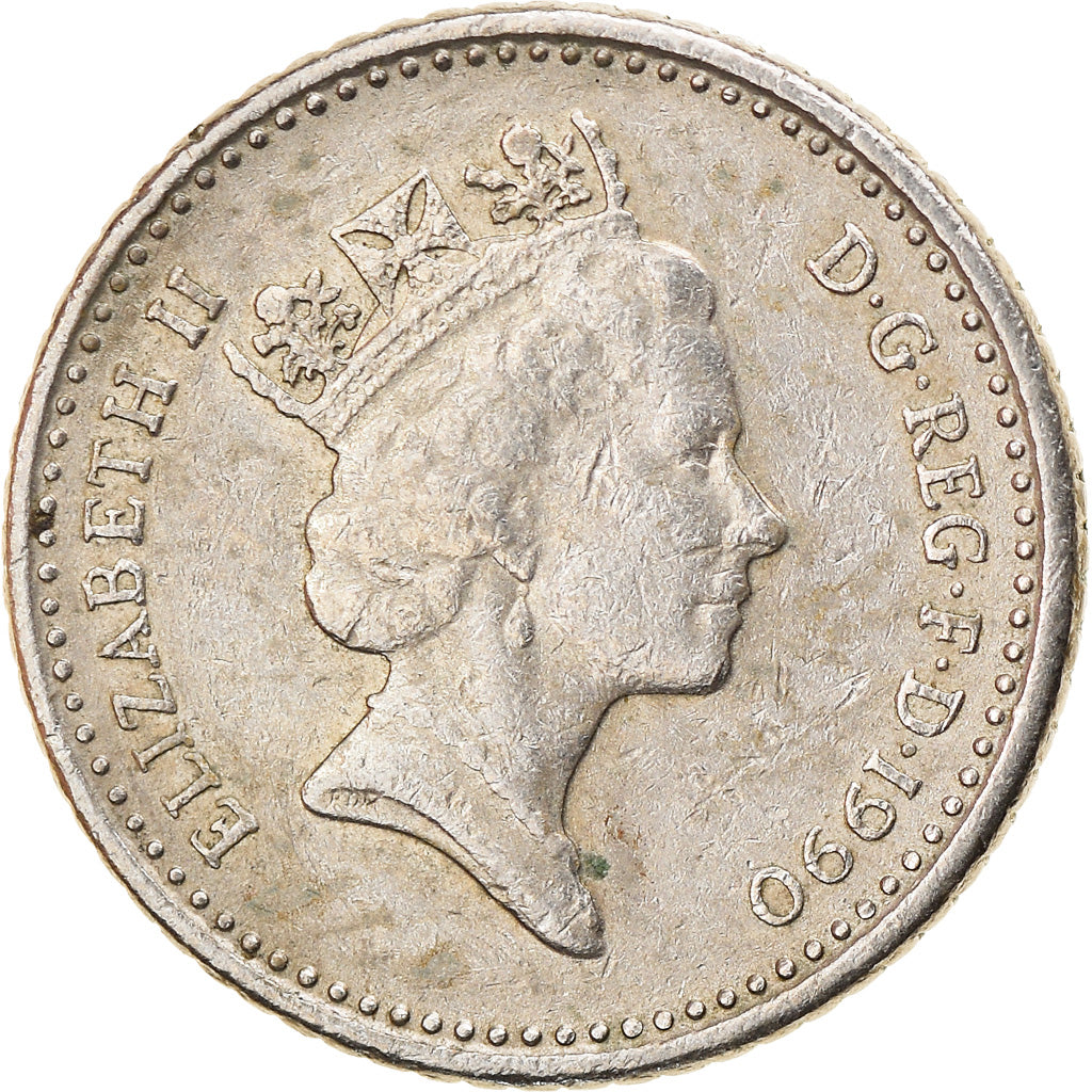 Coin, Great Britain, Elizabeth II, 5 Pence, 1990, VF(30-35), Copper-nickel