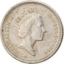 Coin, Great Britain, Elizabeth II, 5 Pence, 1990, VF(30-35), Copper-nickel