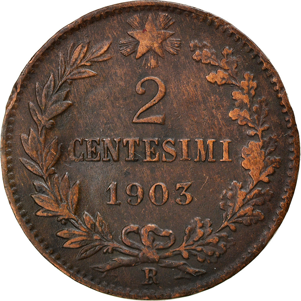 Moneta, Italia, Vittorio Emanuele III, 2 Centesimi, 1903, Rome, MB+, Bronzo