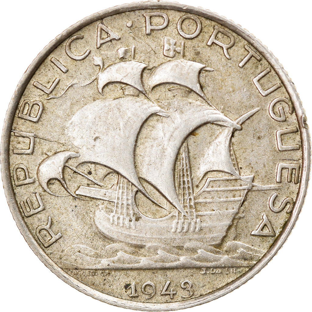 Coin, Portugal, 2-1/2 Escudos, 1943, EF(40-45), Silver, KM:580