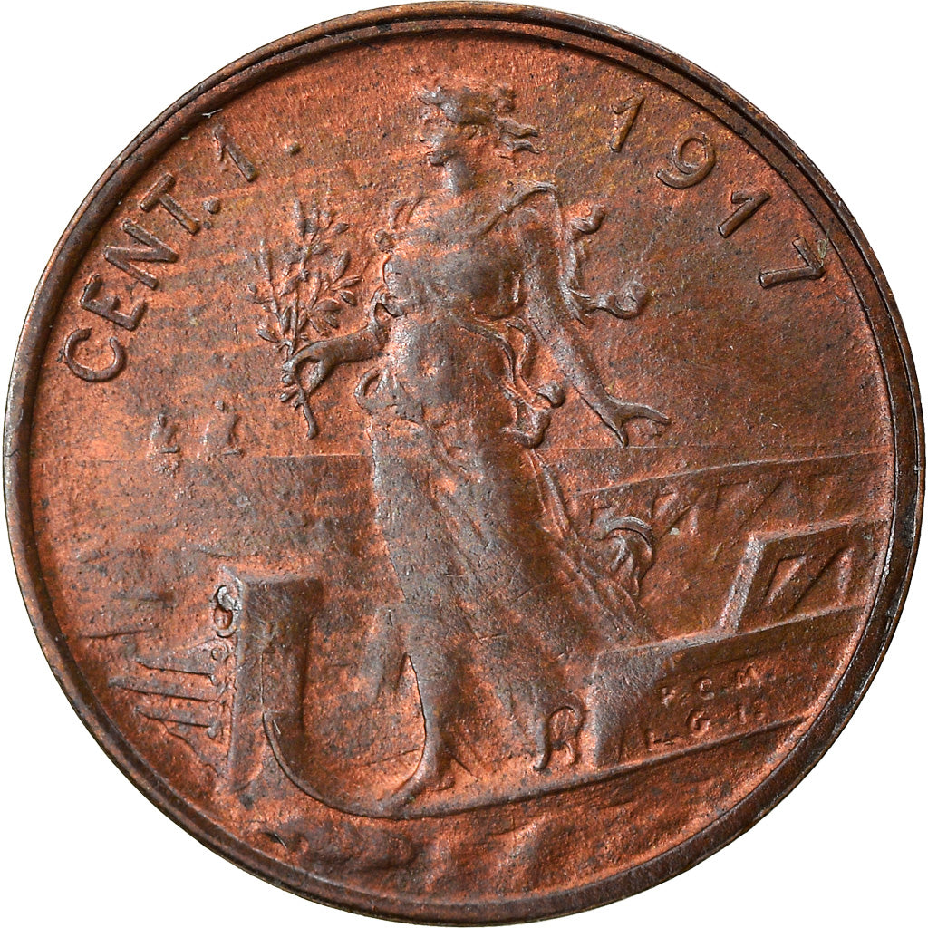 Coin, Italy, Centesimo, 1917, AU(50-53), Cuivre, KM:40