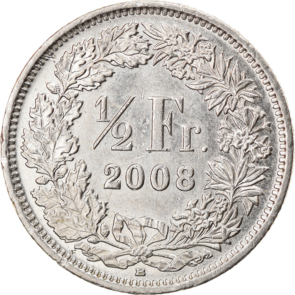 Coin, Switzerland, 1/2 Franc, 2008, Bern, BE, EF(40-45), Copper-nickel, KM:23a.3
