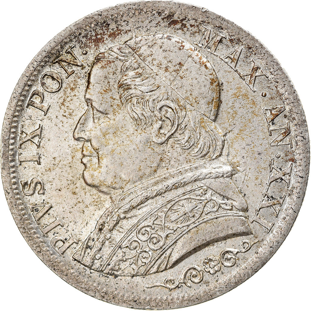 Moneda, Estados italianos, PAPAL STATES, Pius IX, Lira, 1866, Roma, MBC, Plata