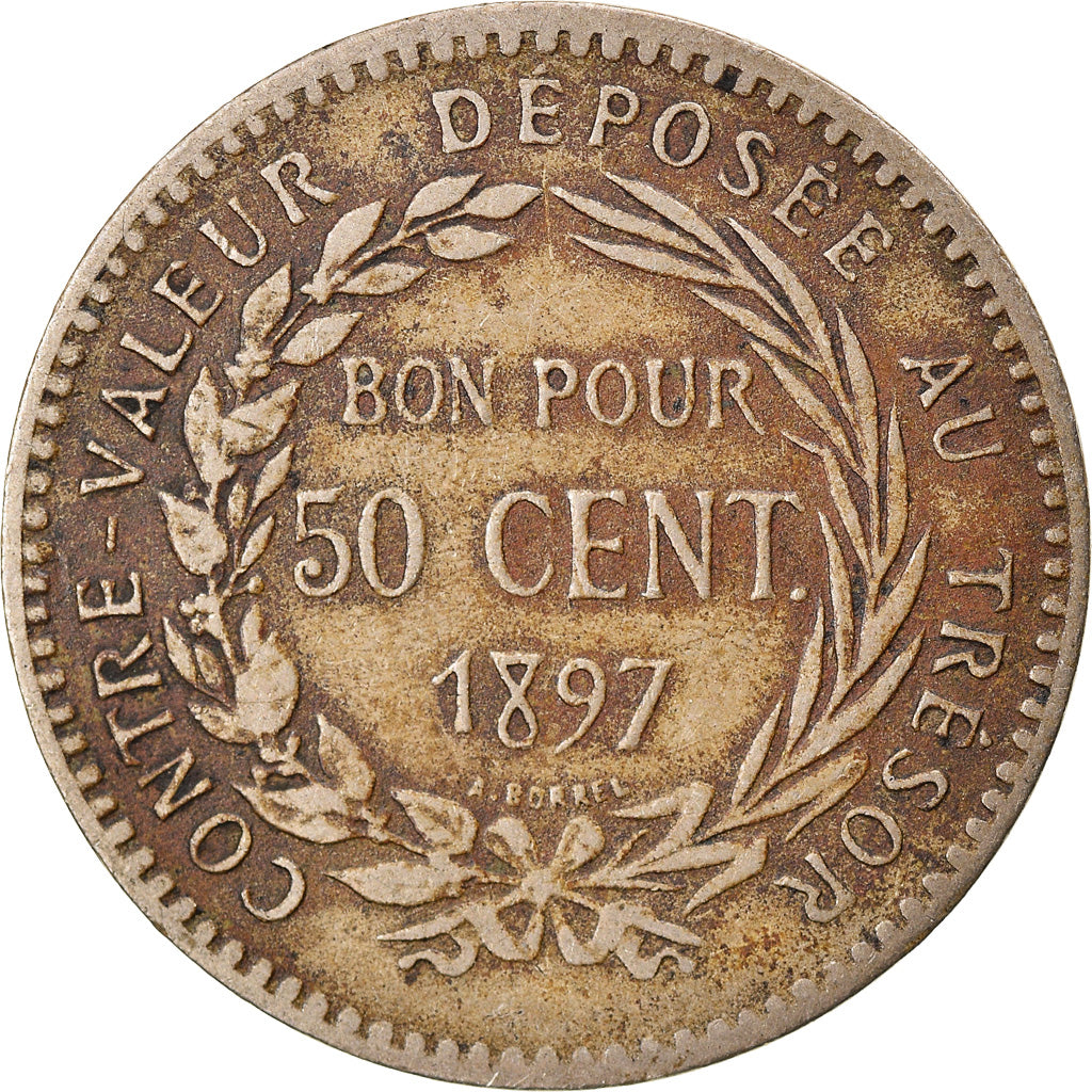 Coin, Martinique, 50 Centimes, 1897, VF(20-25), Copper-nickel, KM:40