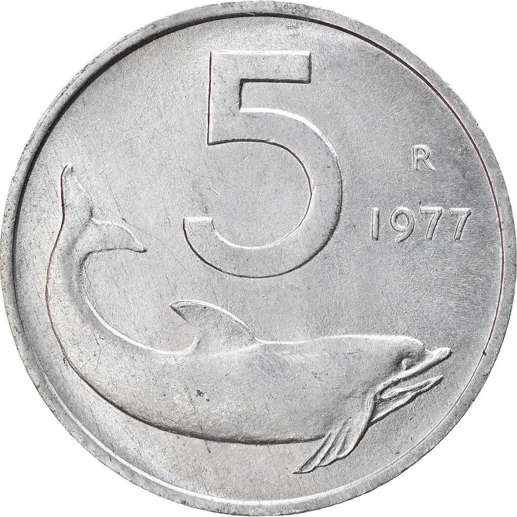 Moeda, Itália, 5 Lire, 1977, Rome, AU(50-53), Alumínio, KM:92
