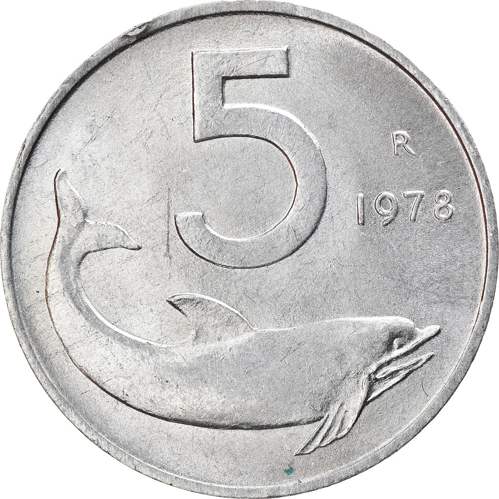 Moneda, Italia, 5 Lire, 1978, Rome, MBC+, Aluminio, KM:92