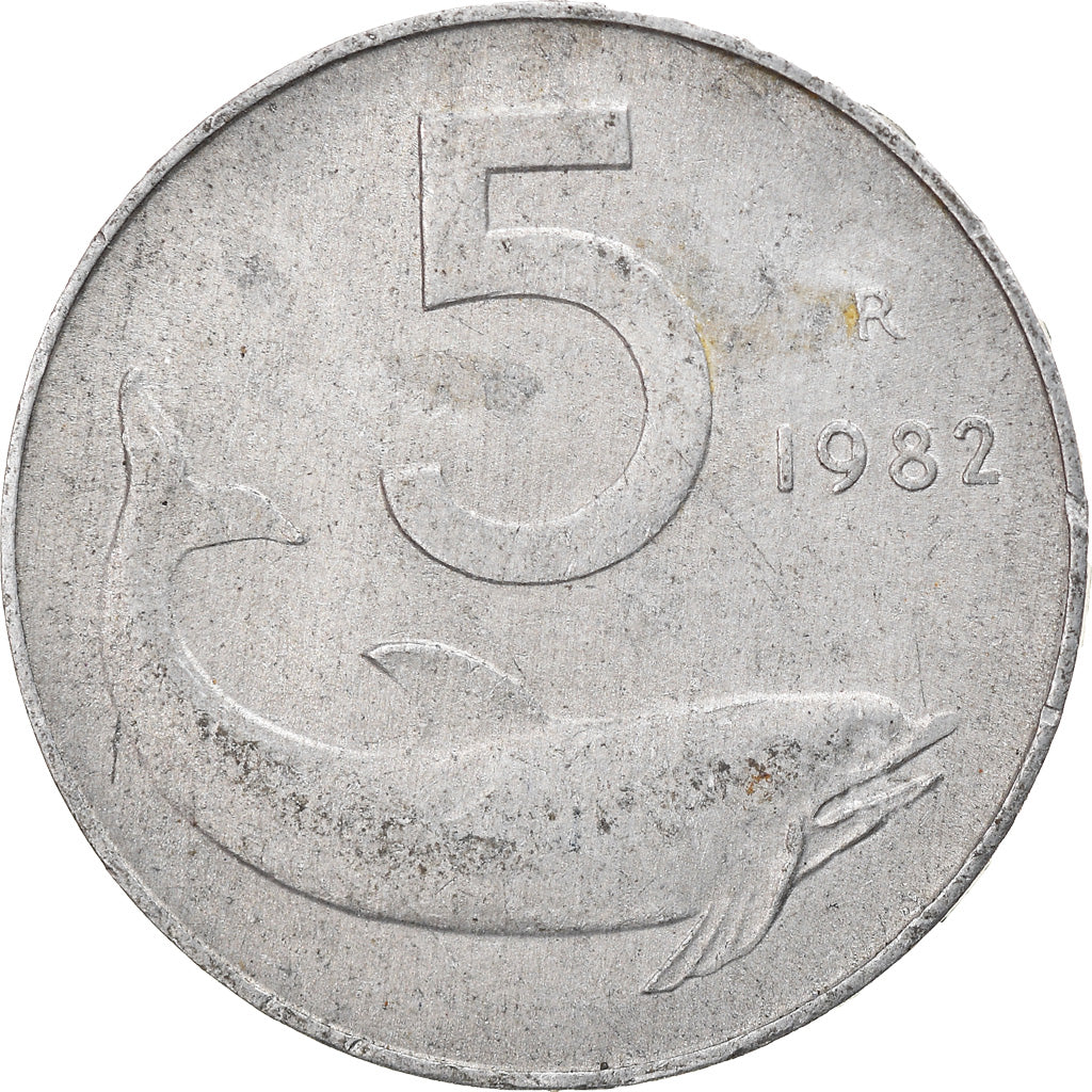 Münze, Italien, 5 Lire, 1982, Rome, S, Aluminium, KM:92