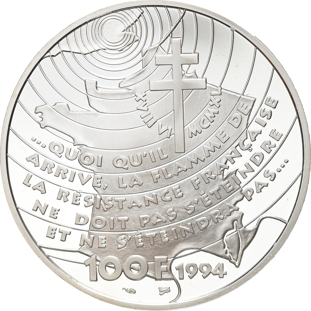 Munten, Frankrijk, 100 Francs, 1994, Paris, BE, FDC, Zilver, KM:1038