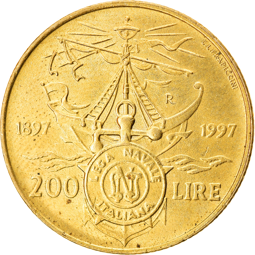 Moeda, Itália, 200 Lire, 1997, Rome, AU(50-53), Alumínio-Bronze, KM:186