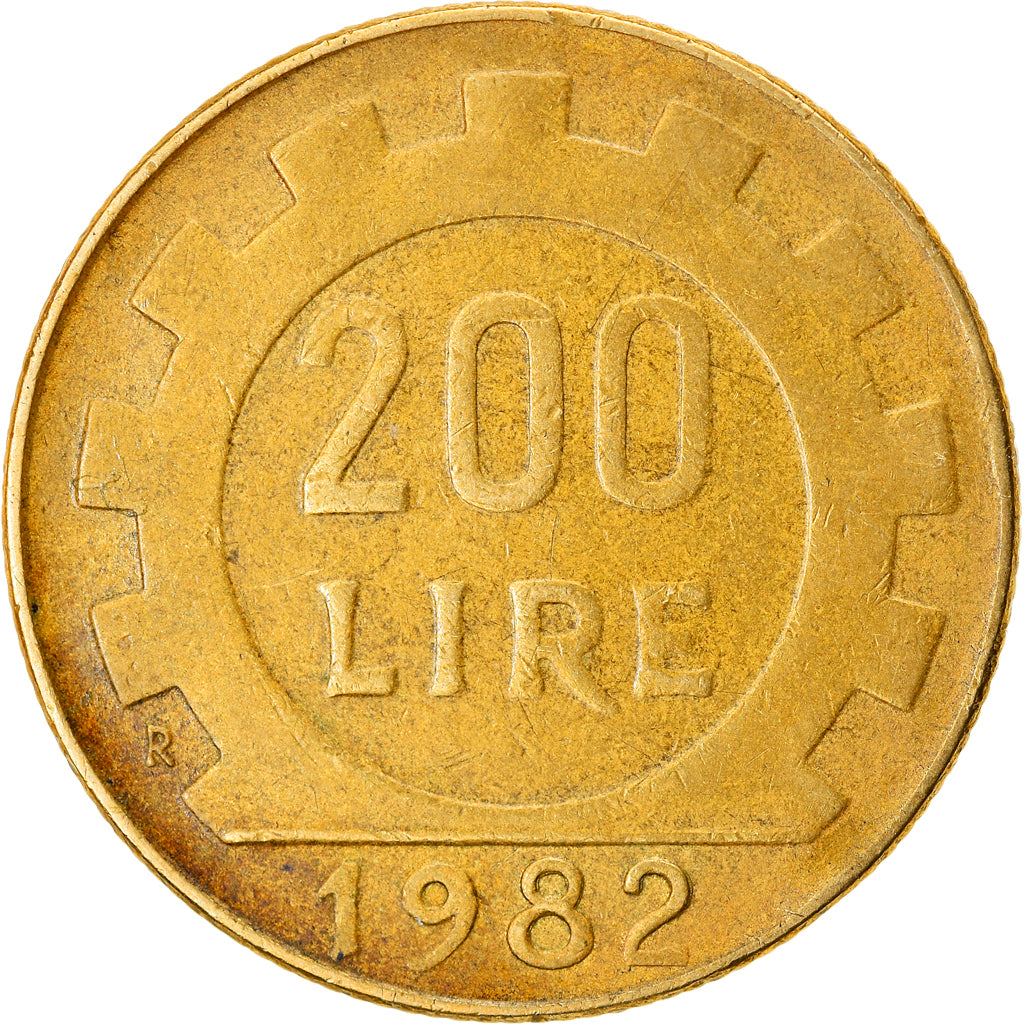 Moneda, Italia, 200 Lire, 1982, Rome, MBC, Aluminio - bronce, KM:105
