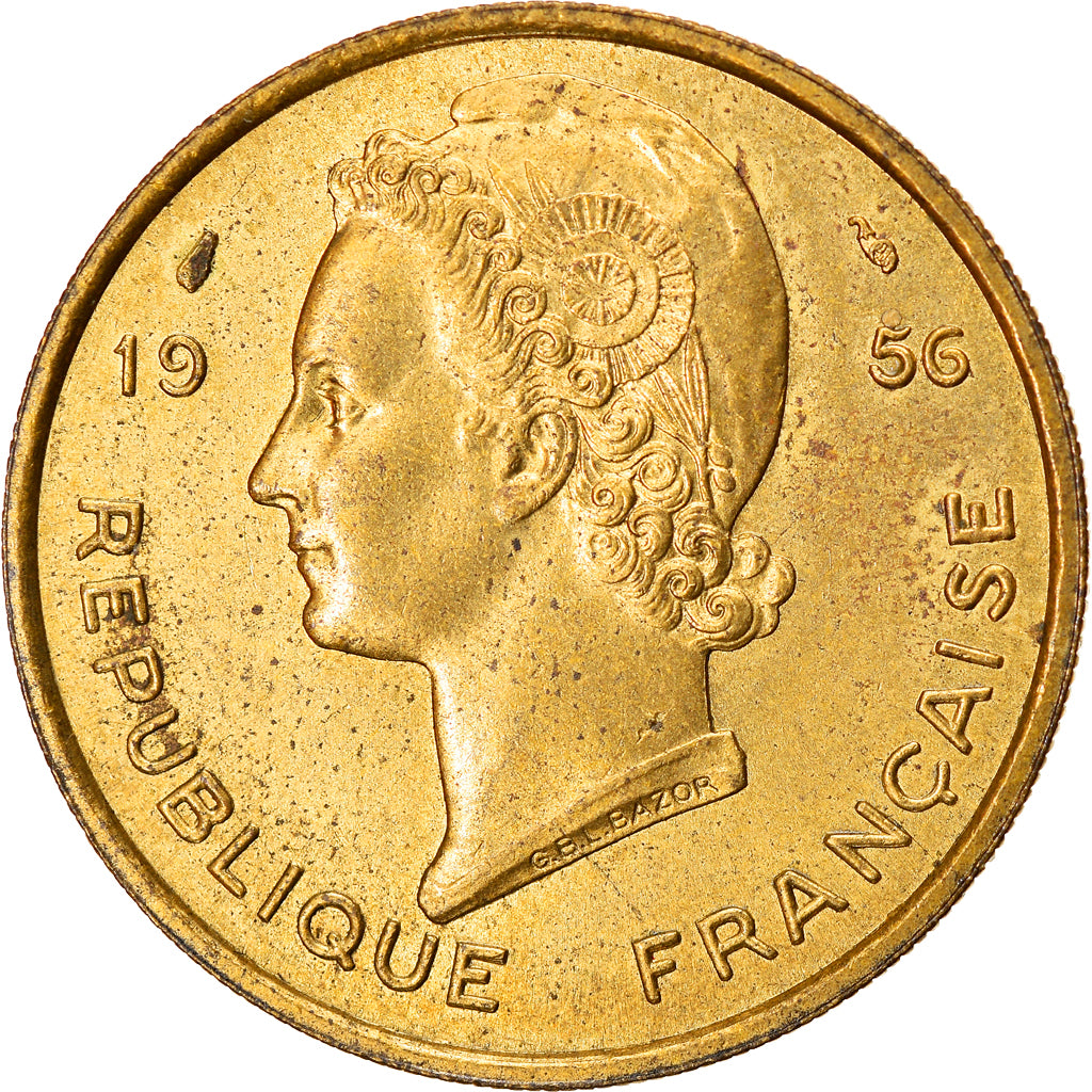 Coin, French West Africa, 25 Francs, 1956, AU(50-53), Aluminum-Bronze, KM:7