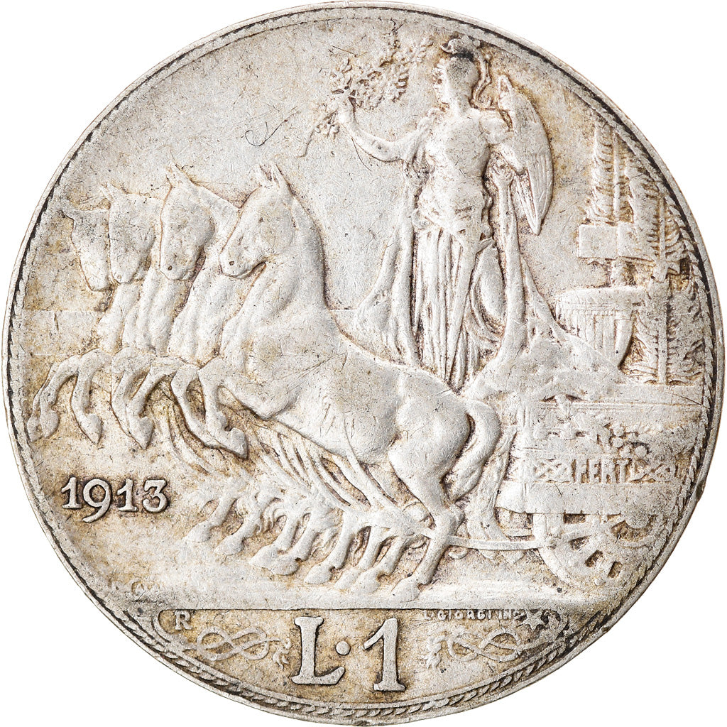 Coin, Italy, Vittorio Emanuele III, Lira, 1913, Rome, VF(30-35), Silver, KM:45