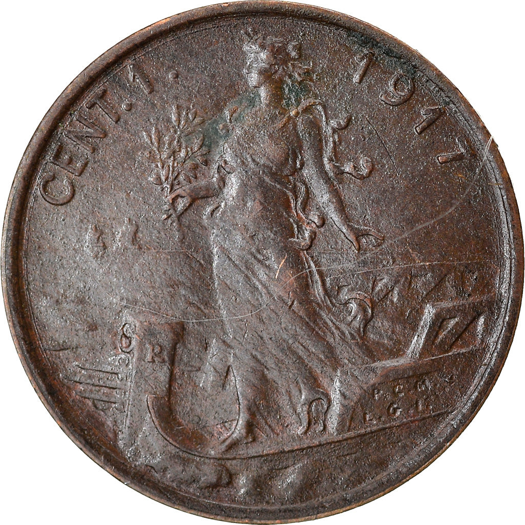 Coin, Italy, Centesimo, 1917, Rome, AU(50-53), Cuivre, KM:40