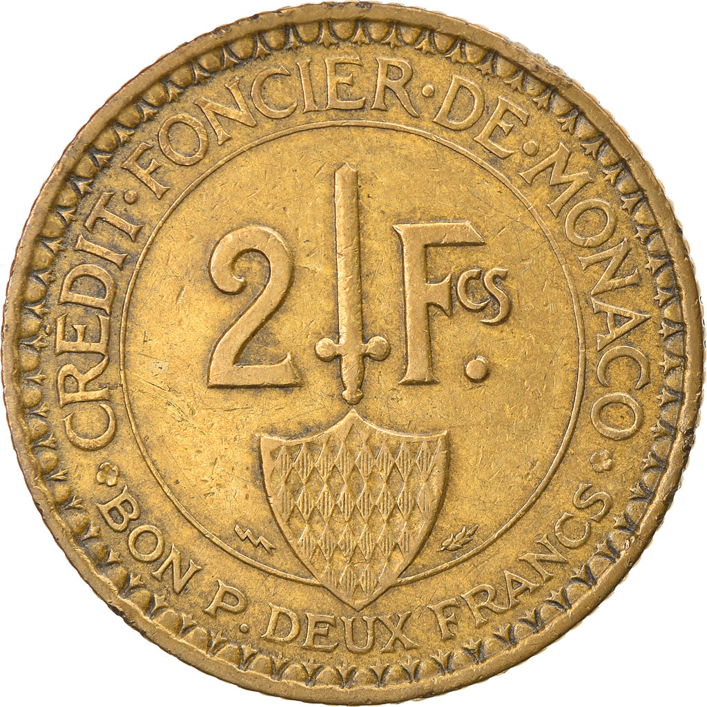 Monnaie, Monaco, Louis II, 2 Francs, 1926, Poissy, TB+, Aluminum-Bronze
