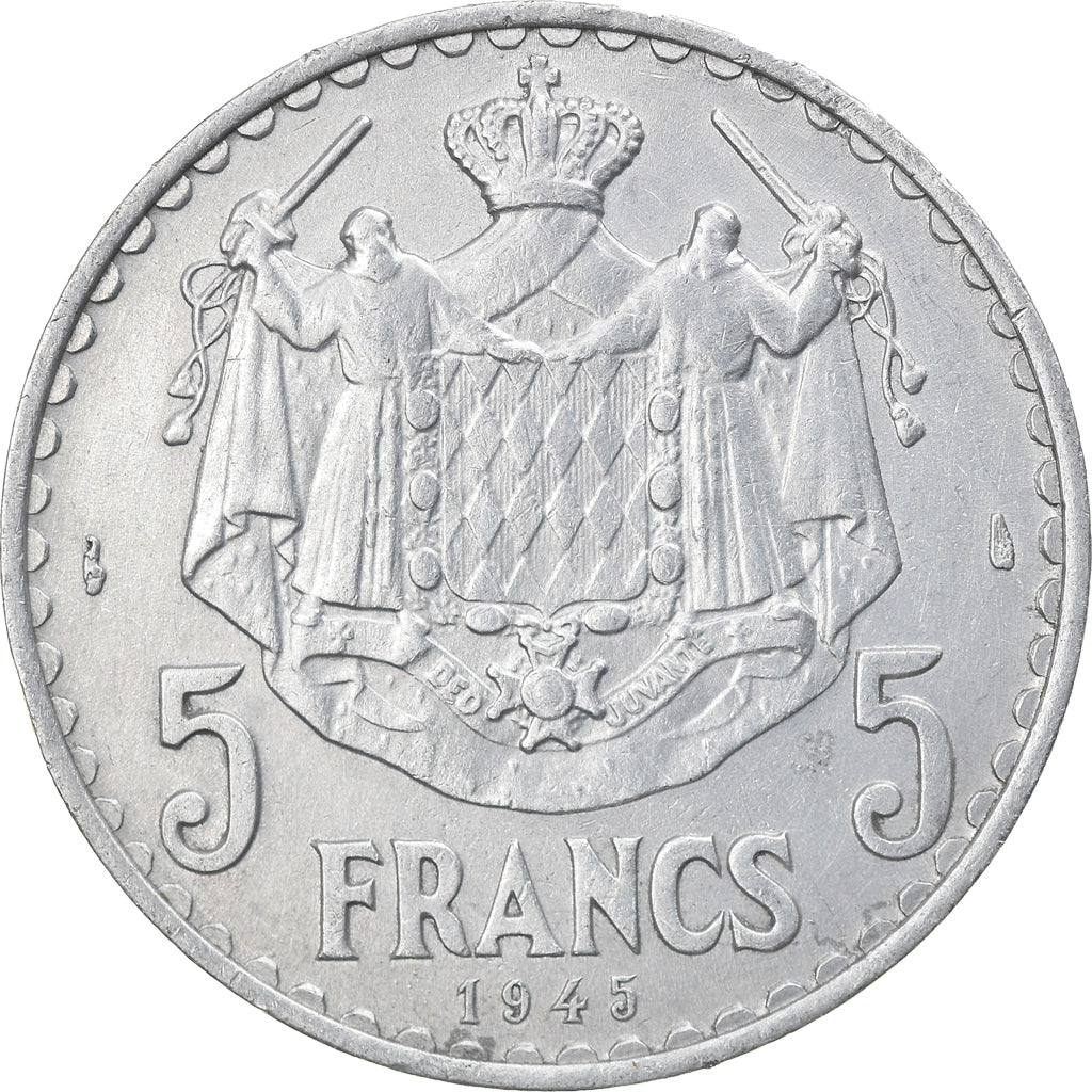 Moneta, Monaco, Louis II, 5 Francs, 1945, BB, Alluminio, KM:122, Gadoury:MC135