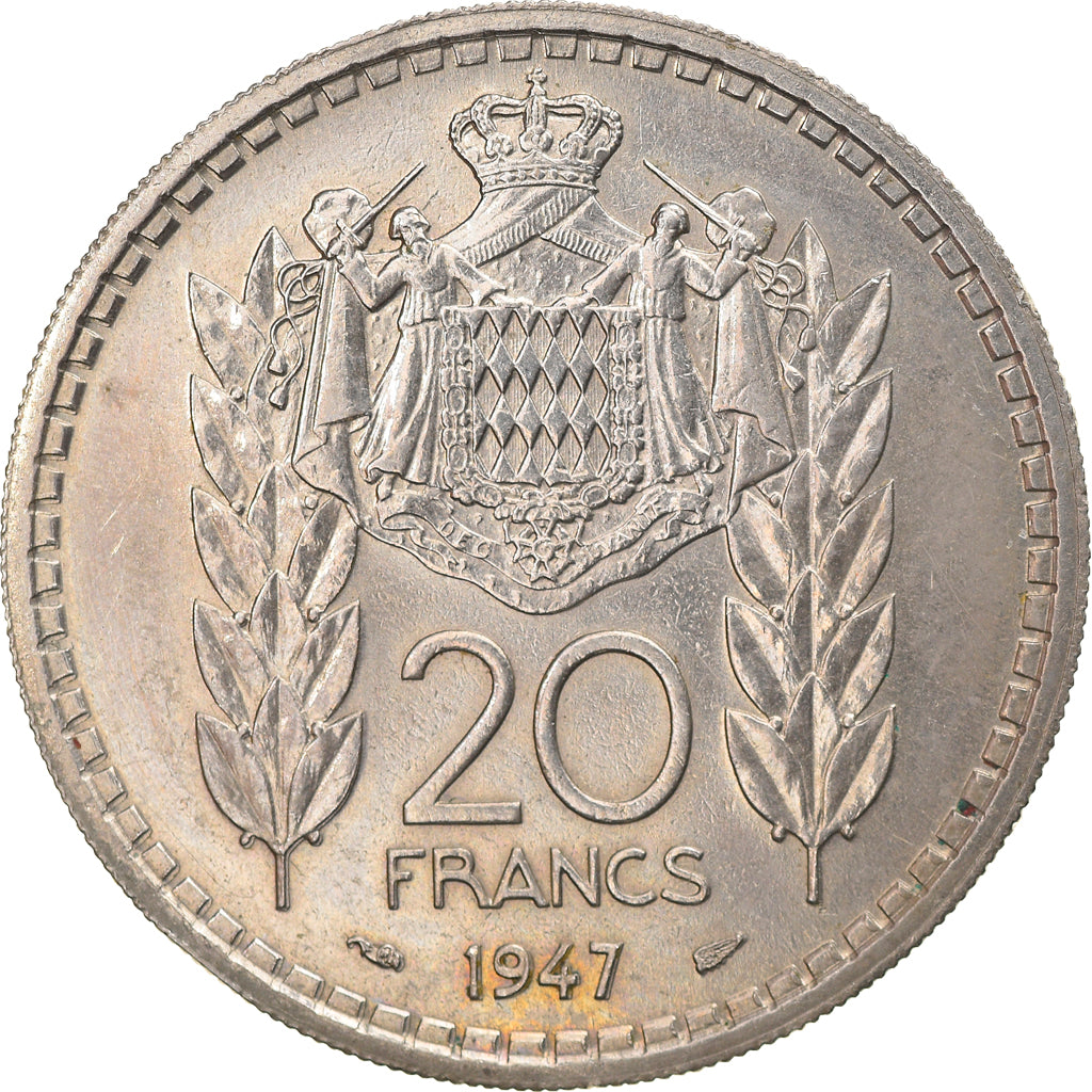 Munten, Monaco, Louis II, 20 Francs, Vingt, 1947, Paris, ZF+, Copper-nickel