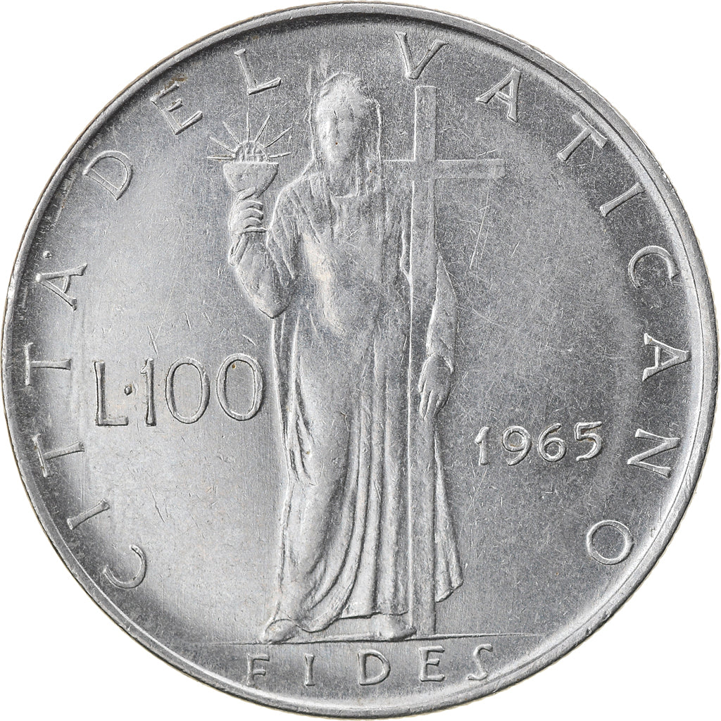 Monnaie, Cité du Vatican, Paul VI, 100 Lire, 1965, TTB, Stainless Steel