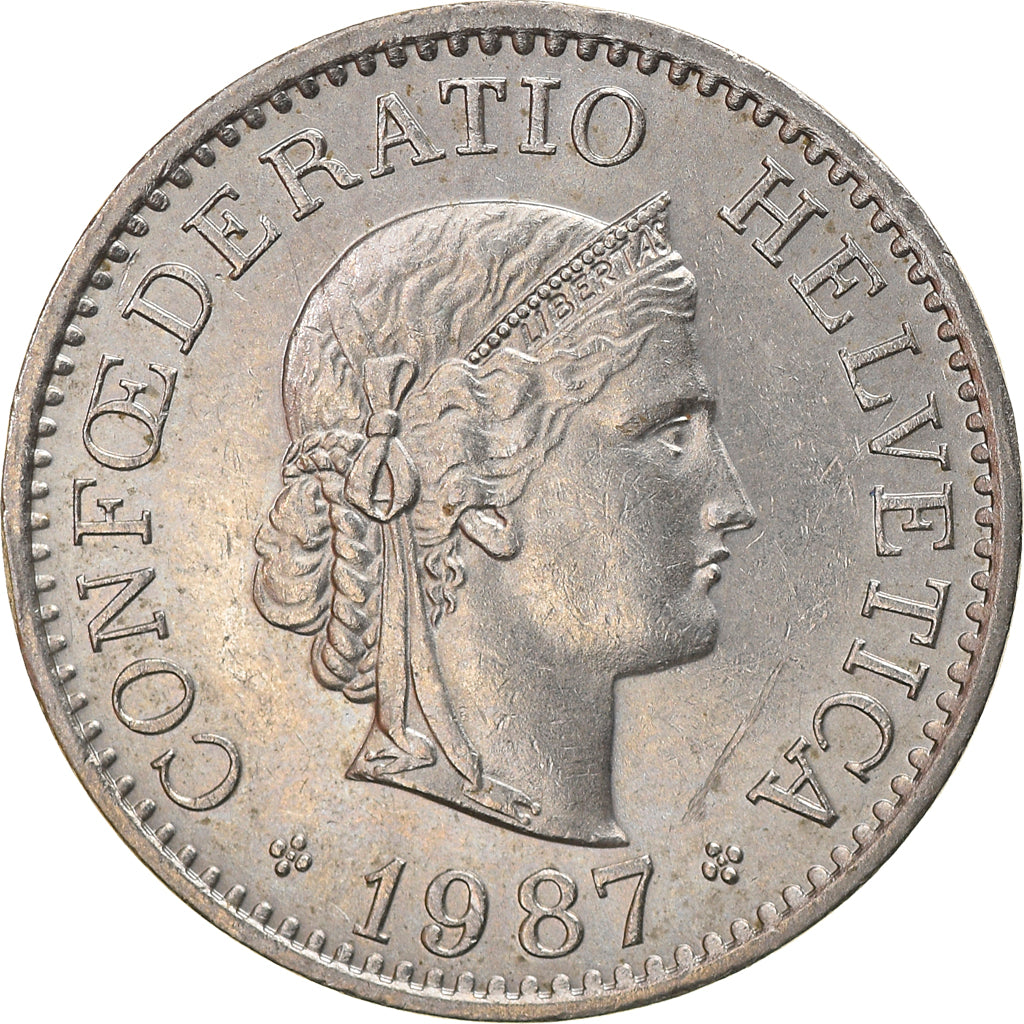 Coin, Switzerland, 10 Rappen, 1987, Bern, EF(40-45), Copper-nickel, KM:27
