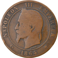 Moneda, Francia, Napoleon III, Napoléon III, 10 Centimes, 1864, Paris, BC
