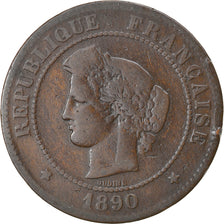 Coin, France, Cérès, 5 Centimes, 1890, Paris, VF(20-25), Bronze, KM:821.1