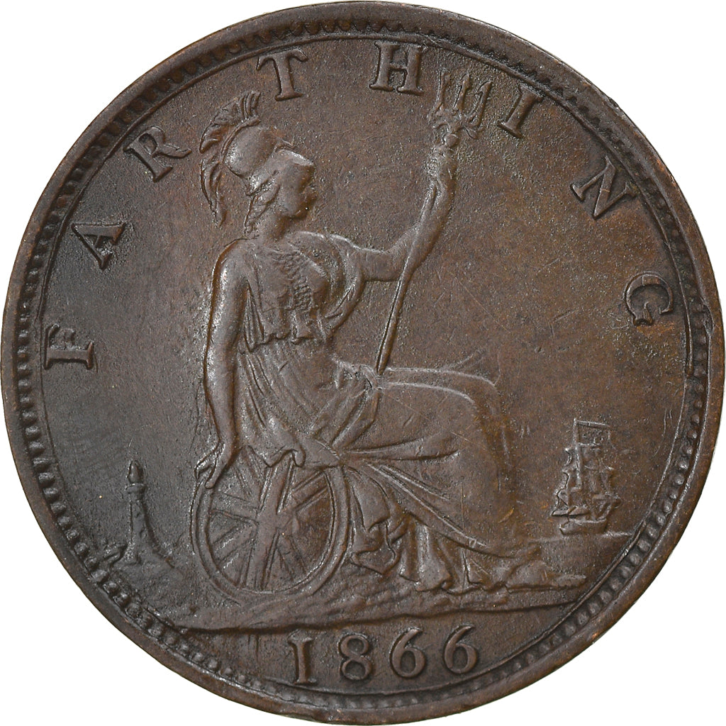 Monnaie, Grande-Bretagne, Victoria, Farthing, 1866, TTB+, Bronze, KM:747.2