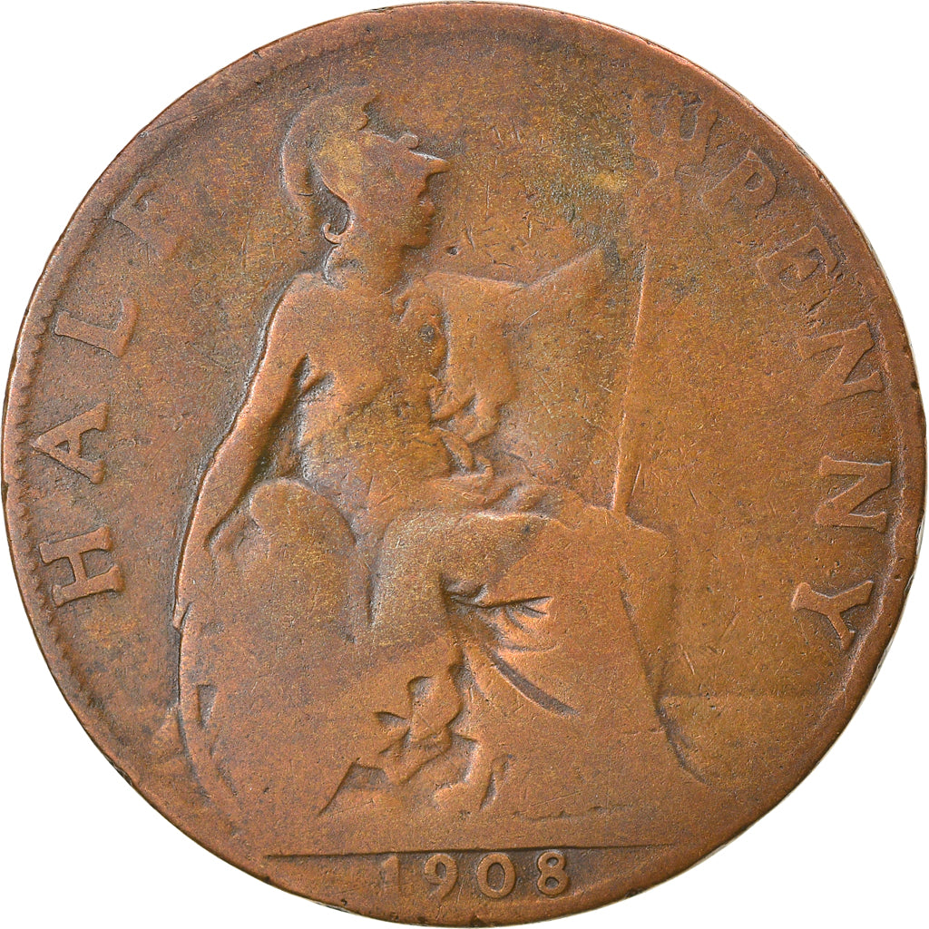 Moneta, Gran Bretagna, Elizabeth II, 1/2 Penny, 1908, MB, Bronzo, KM:896