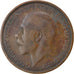 Moneda, Gran Bretaña, George V, 1/2 Penny, 1924, BC+, Bronce, KM:809