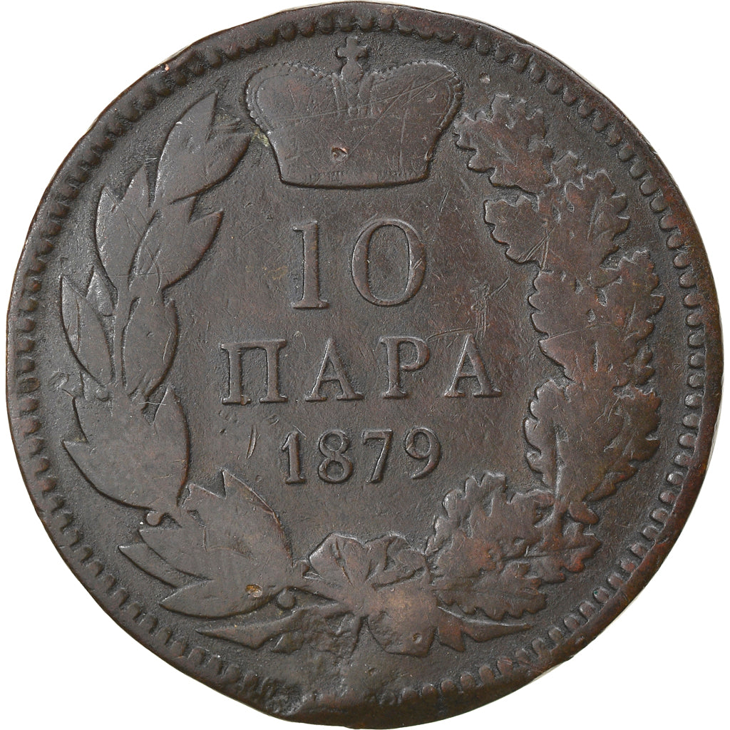 Coin, Serbia, Milan I, 10 Para, 1879, VF(20-25), Bronze, KM:8