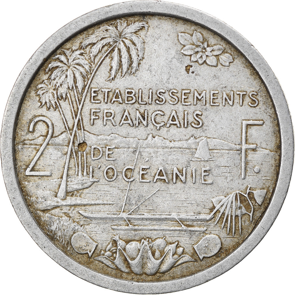 Coin, FRENCH OCEANIA, 2 Francs, 1949, VF(30-35), Aluminum, KM:3